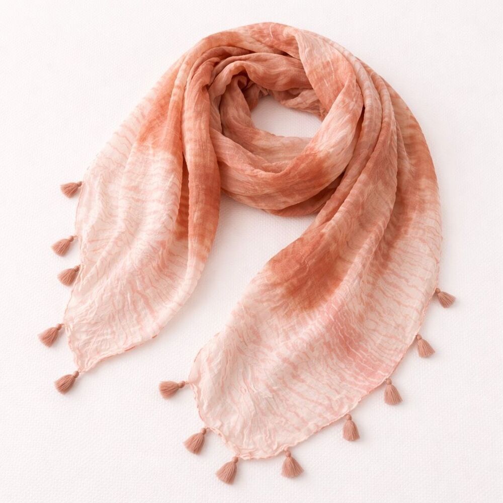 Eileen Fisher Silk Shibori Square Scarf Peony Pink Tassel Artisan 34”